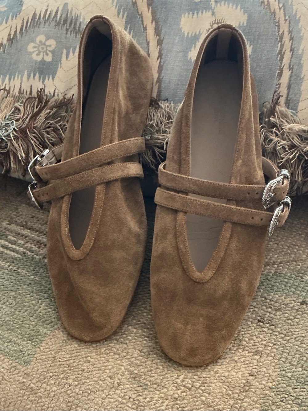 Le Monde Beryl -size 38.5 -Women's Suede Buckle Loafers in Brown